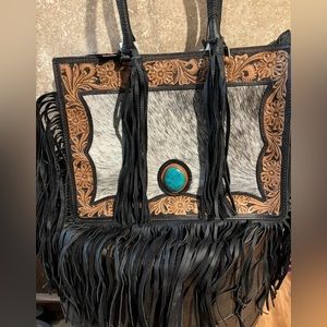 KB Ohlay tote tooled hair on genuine leather womens bag